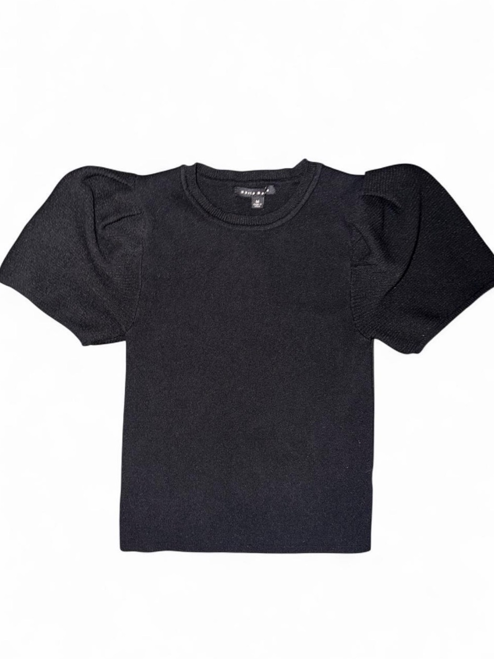 Haute Monde Black Puff Sleeve Knit Top